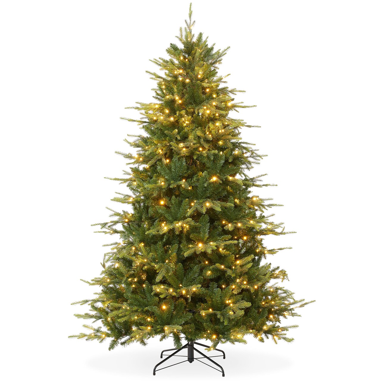 Casafield Pre-Lit Aspen Fir Christmas Tree with White & Multicolored LED Lights, Realistic Artificial Noble Fir with Sturdy Stand
